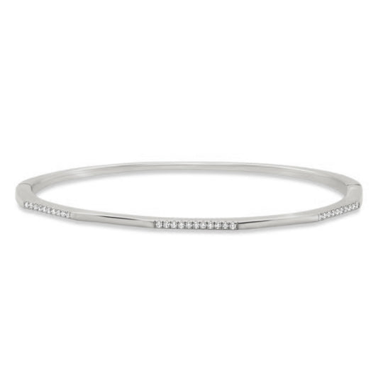 Uneek 14K White Gold Stackable Diamond Bar Station Bangle LVBAAD266W