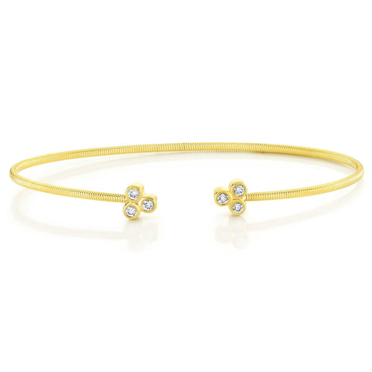 Shy Creation 14K Yellow Gold Diamond Bezel Bangle B22001184ZS