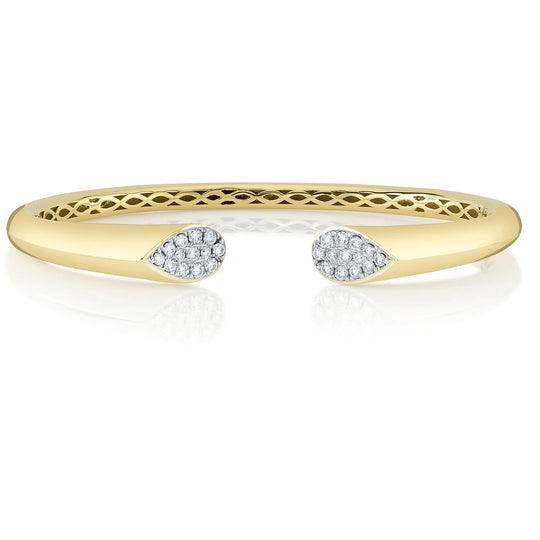 Shy Creation 14K Yellow Gold Pave Diamond Bangle SC22009370ZS