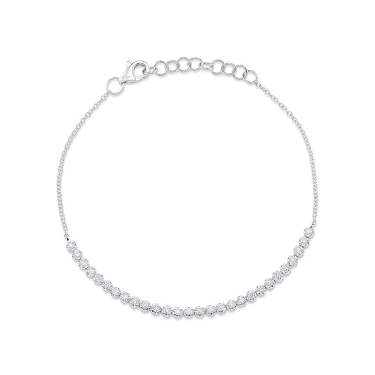 Shy Creation 14K White Gold Diamond Crown Setting Bracelet SC55020394BC