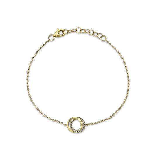 Shy Creation 14K Yellow Gold Diamond Love Knot Circle Bracelet SC55012775