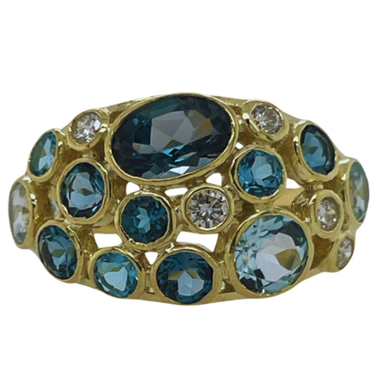 Raymond Mazza 14K Yellow Gold Multi Gemstone Diamond Ring RZ5831