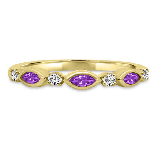 10K Yellow Gold Diamond and Amethyst Ring M13R2343V0910-AM