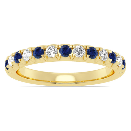 14K Yellow Gold Alternating Blue Sapphire and Diamond Band 73313S-4Y-2.2