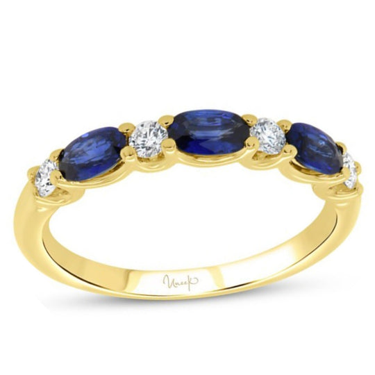 Uneek 14K Yellow Gold Blue Sapphire and Diamond Band RB4001SU