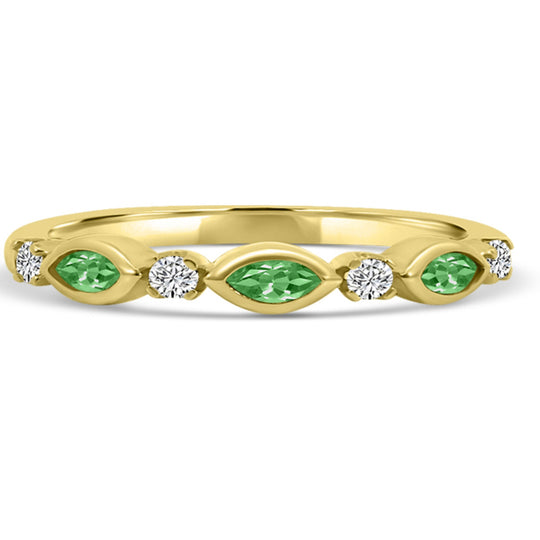 10K Yellow Gold Alternating Marquise Emerald and Round Diamond Band M13R2353V0911-EM