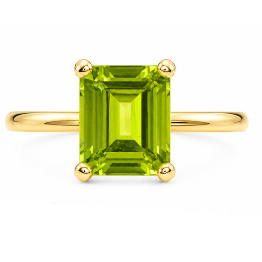 14K Yellow Gold Peridot Solitaire Ring MS131683-6