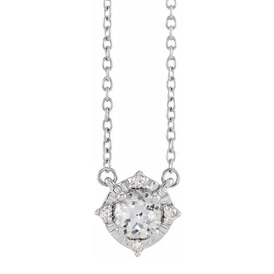 Sterling Silver Lab Grown White Sapphire Diamond Accented Necklace 653714:115:P