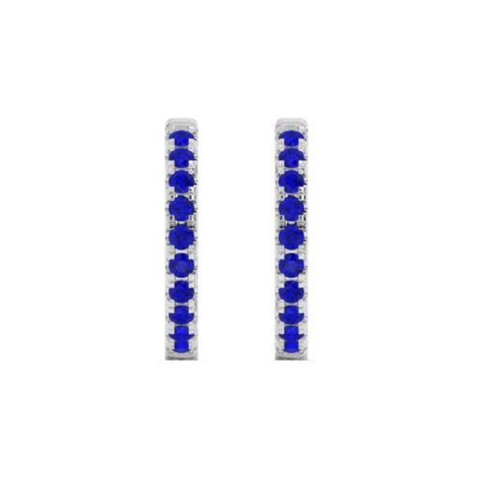 14K White Gold Blue Sapphire Hoop Earrings 22622S-4W