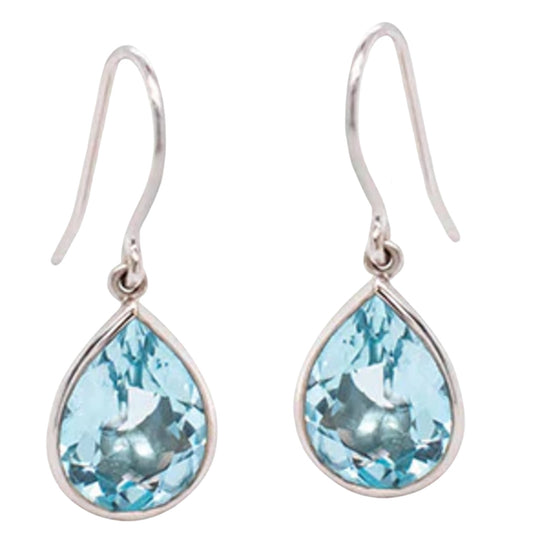 Joryel Vera Sterling Silver Pear Shape Blue Topaz Drop Earrings E8606BT