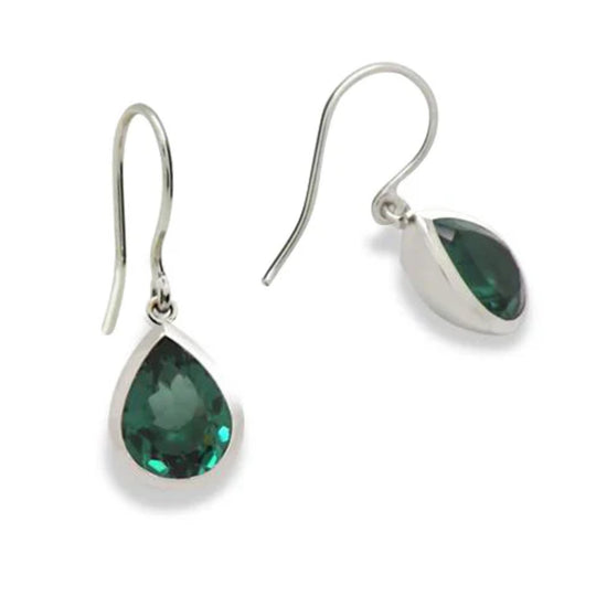 Joryel Vera Sterling Silver Pear Shape Green Quartz Drop Earrings E8606GQ