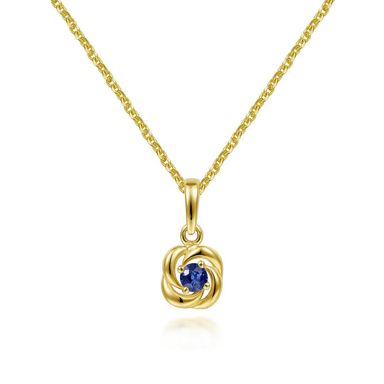 Gabriel & Co 14K Yellow Gold Gaby Twisted Metal Blue Sapphire Pendant Necklace NK6656Y4JSA