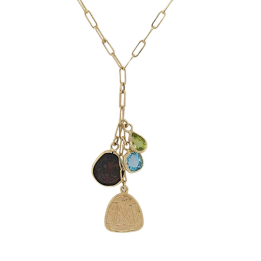 Raymond Mazza 14K Yellow Gold Mother's Necklace Including Various Treasures NZ5184