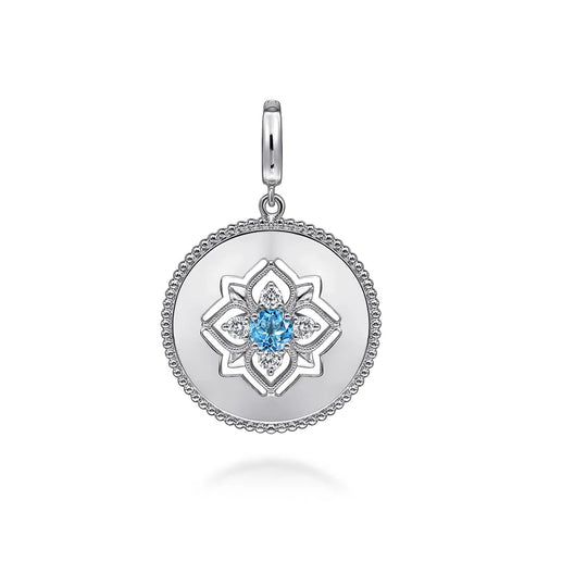 Gabriel & Co Sterling Silver Blue Topaz and White Sapphire Bujukan Medallion PT6636SVJMC