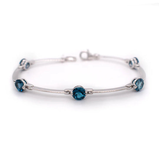 Joryel Vera Sterling Silver London Blue Topaz Link Bracelet B1111LBT
