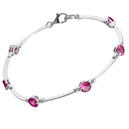 Joryel Vera Sterling Silver Pink Topaz Link Bracelet B1111PT