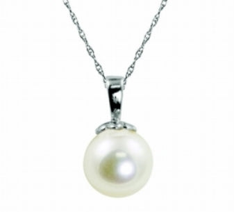 14K White Gold Freshwater Pearl Pendant Necklace 987527/FWWH18