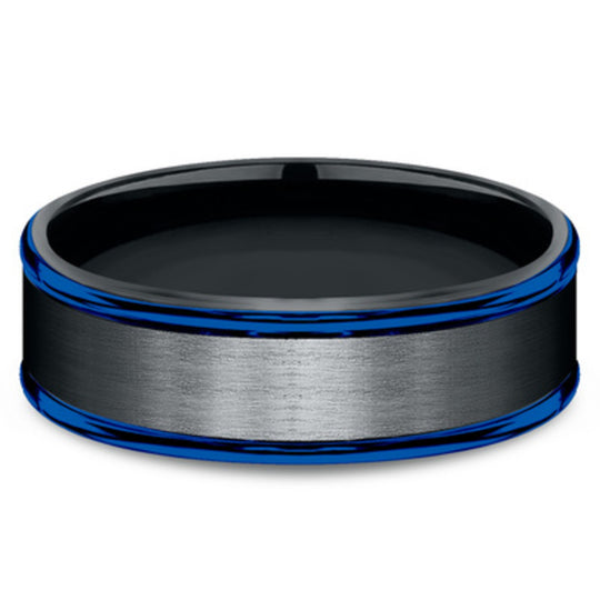 Benchmark Black Cobalt CF 7mm Satin Center Blue Edge Band RECF7712SBKCC10