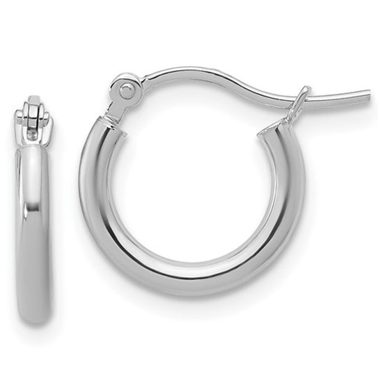 14K White Gold Small Polished Hoop Earrings - 45W