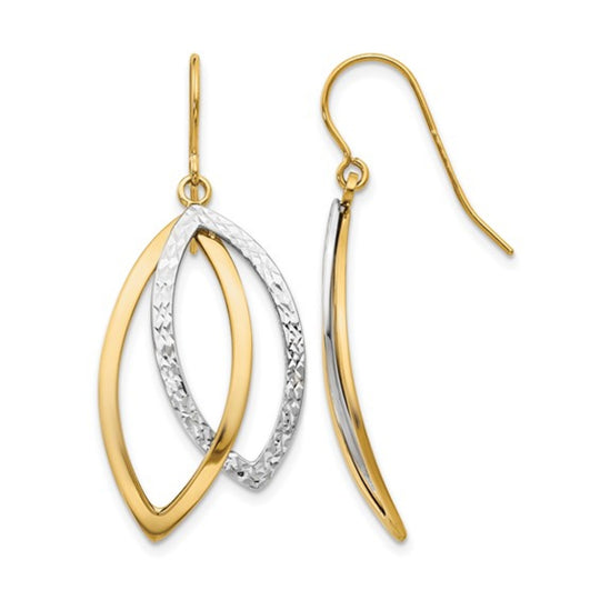 10K Yellow and White Gold Diamond Cut Dange Earrings 10LE655