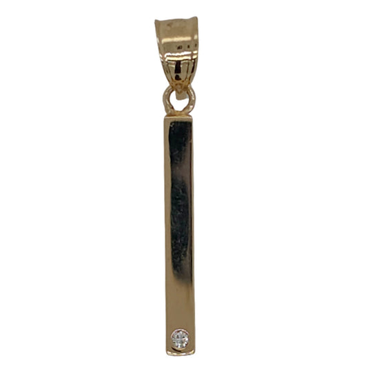 14K Yellow Gold Diamond Accented Bar Pendant 250419