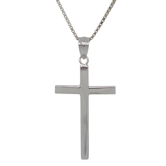 14K White Gold Plain Cross Pendant Cross2
