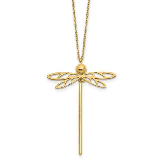 14K Yellow Gold Dragonfly Necklace LF1252-16