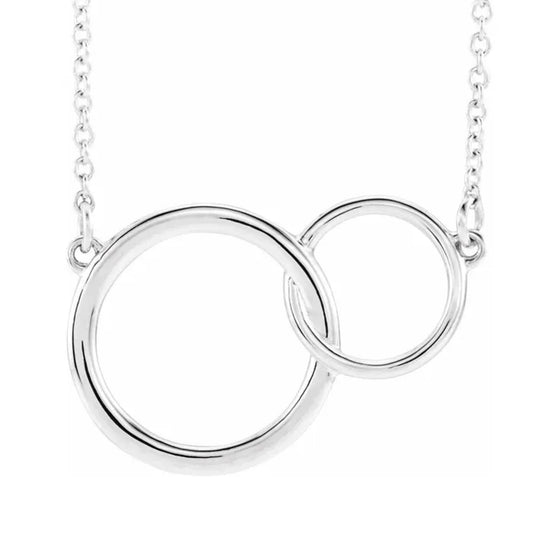 14K White Gold Interlocking Circle Necklace 86742:601:P
