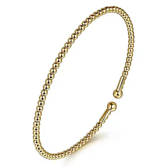 Gabriel & Co 14K Yellow Gold Beaded Bujukan Bangle BG4107-62Y4JJJ