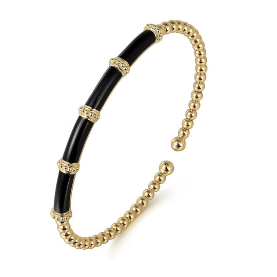 Gabriel & Co 14K Yellow Gold Black Enamel Bujukan Split Bangle BG4972E8Y4JJJ