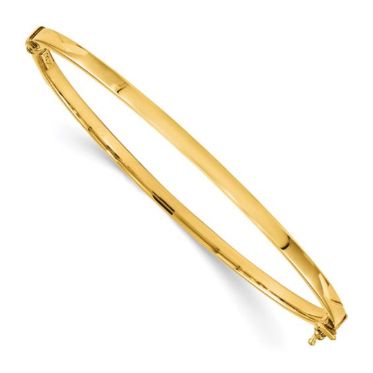14K Yellow Gold 3mm Flat Polished Hinged Bangle BA04