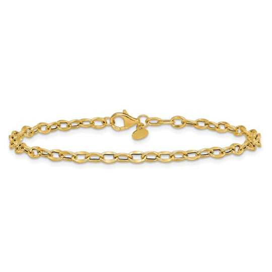 14K Yellow Gold 3.3mm Fancy Flat Cable Link Bracelet LF2263-7.5
