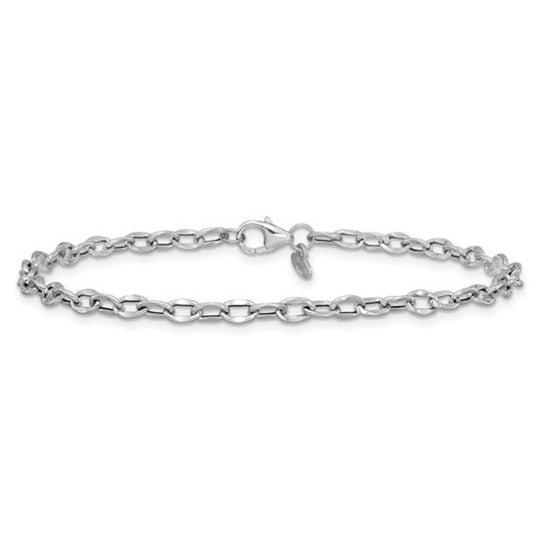 14K White Gold 3.3mm Fancy Flat Cable Link Bracelet LF2263W-7.5