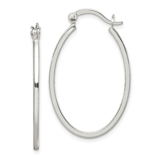 Sterling Silver Oval Hoop Earrings QE6624
