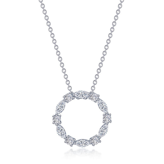 Lafonn Sterling Silver Platinum Plated Open Circle Simulated Diamond Necklace N0328CLP20