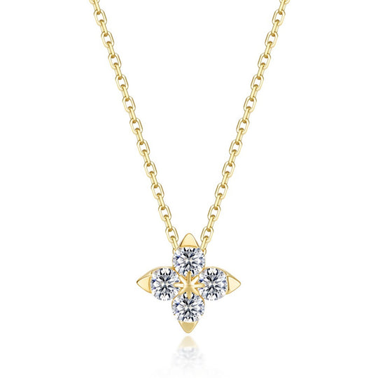 Lafonn Sterling Silver Gold Plated Trillium Super Bloom Simulated Diamond Necklace N0345CLG18
