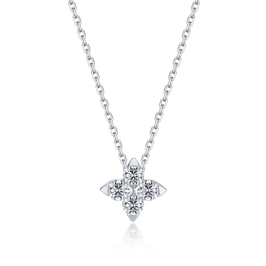 Lafonn Sterling Silver Platinum Plated Trillium Super Bloom Simulated Diamond Necklace N0345CLP18