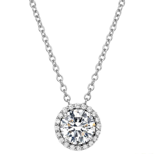 Lafonn Sterling Silver Platinum Plated Simulated Diamond Halo Necklace BN001DAP18