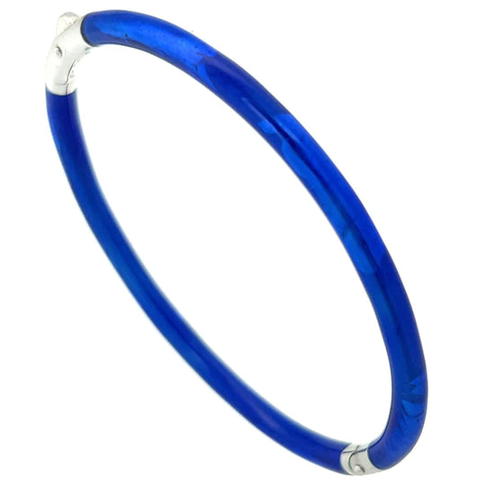 Soho Sterling Silver Cobalt Foliage Enamel Bangle AB121SCOC