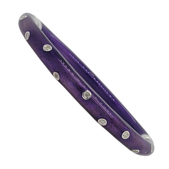 Soho Sterling Silver Purple Enamel Scattered Diamond Bangle AB121SDDVIOLETA