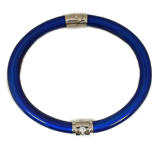 SOHO Sterling Silver Cobalt Italian Enamel Diamond Hinged Bangle AB939SDLCOBALT