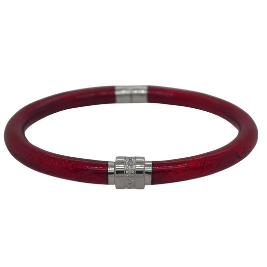 SOHO Sterling Silver Red Enamel Diamond Bangle AB939SDLGOG