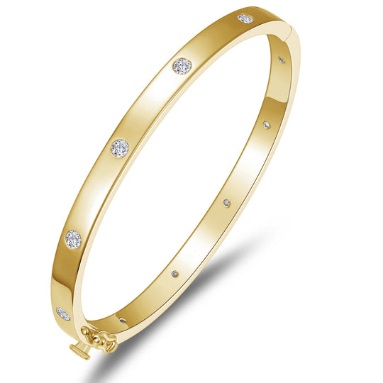 Lafonn Sterling Silver Gold Plated Invisible Set Simulated Dia Bangle B0177CLG72