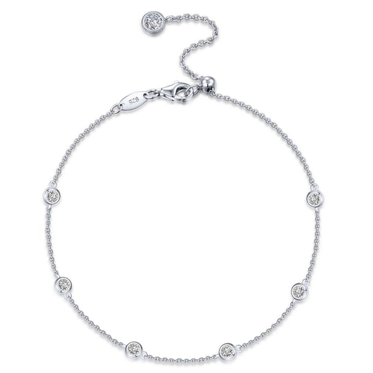 Lafonn Platinum Plated Sterling Silver Simulated Diamond Station Bracelet B0154CLP75