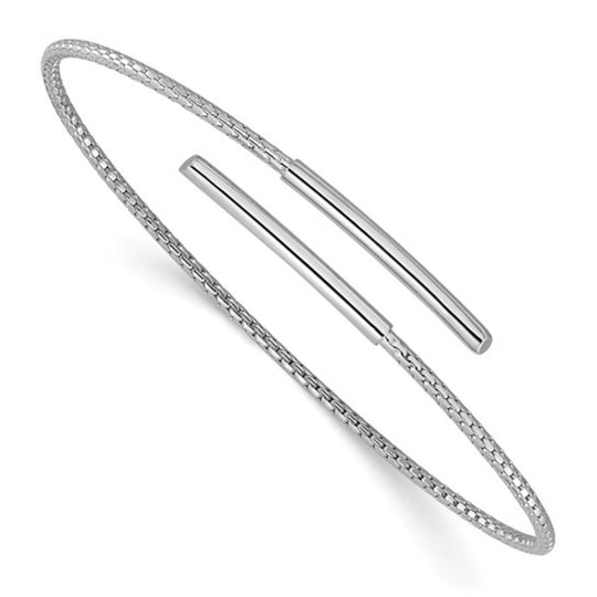 Sterling Silver Polished Bypass Cuff Bangle QLF1377