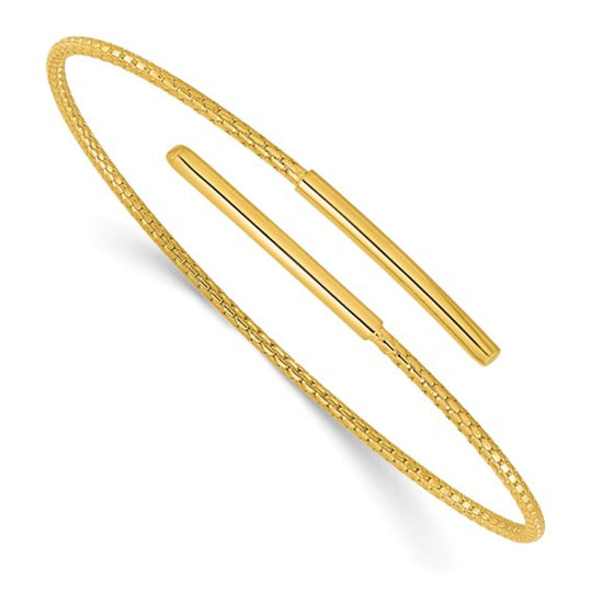 Gold Plated sterling Silver Polished Bypass Cuff Bangle QLF1377Y