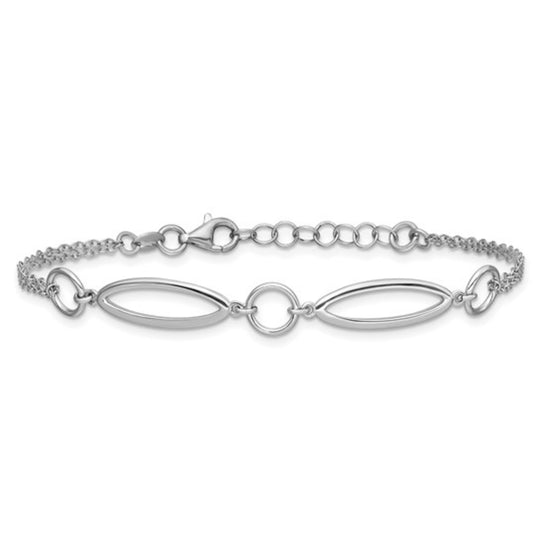Sterling Silver Geometric 2 Strand Bracelet QLF1550-7