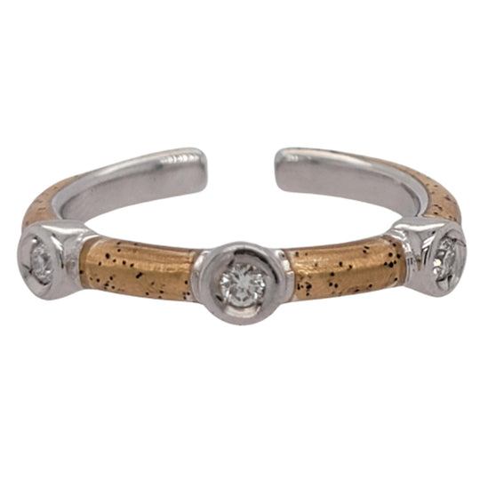Soho Sterling Silver Gold Enamel Scattered Diamond Ring AR1606D3ORO