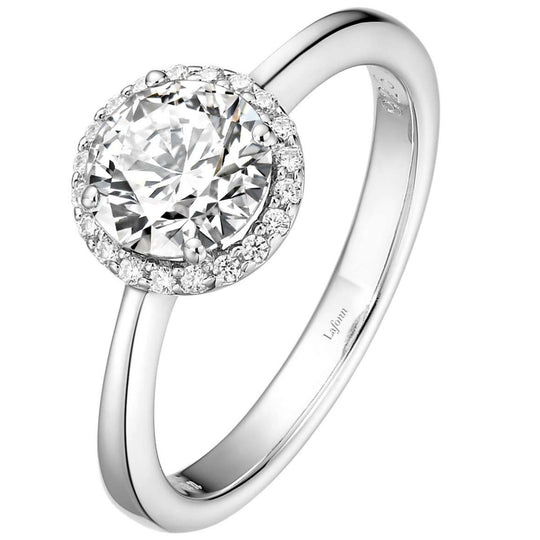 Lafonn Sterling Silver Platinum Plated Simulated Diamond Halo Ring BR001DAP07