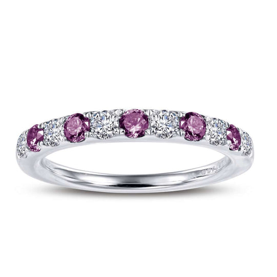Lafonn Sterling Silver Platinum Plated Alternating Simulated Alexandrite Simulated Diamond Band BR004AXP07